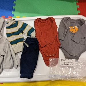 3/$15 baby boy girl 3-6 months bundle hoodie sweater pants long sleeve onesies
